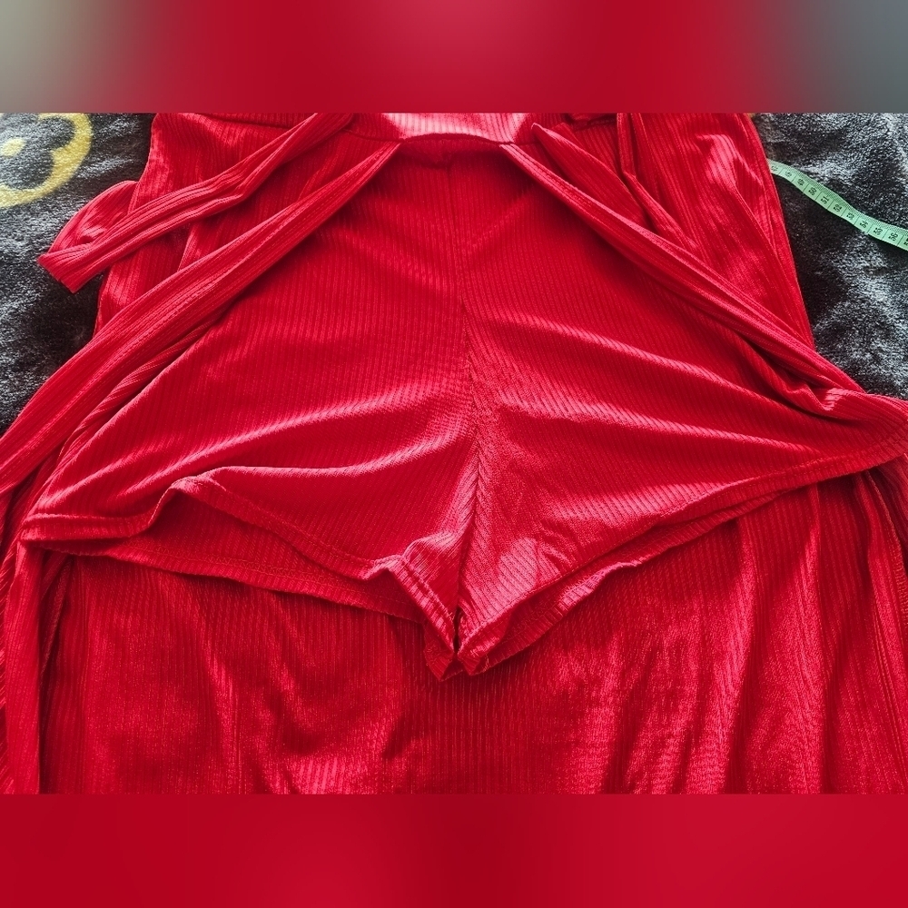 True Rock Red Ribbed Maxi Dress Size XXL | Sleeveless Stretch Knit Shorts Dress - Picture 8 of 10